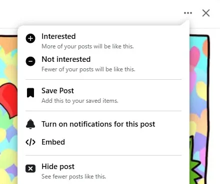 The Interested and Not interested options on facebook posts.